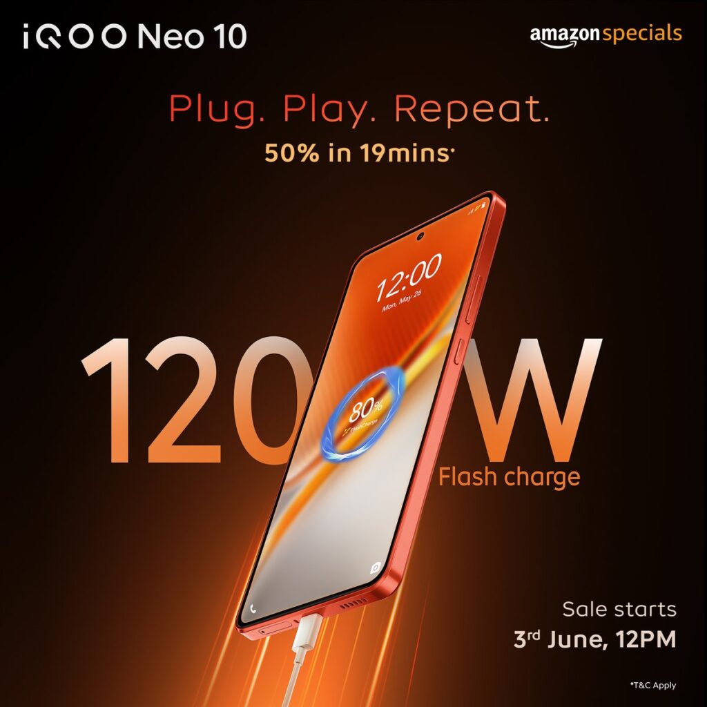 iQOO Neo 10 আসছে ১২০ ওয়াট ফ্ল্যাশচার্জ সহ, মাত্র ১৯ মিনিটে ৫০% চার্জ! iQOO Neo 10